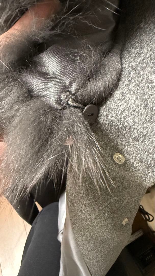 MATERIA ロングコート アンゴラ混 ベルト付 フォックスファー