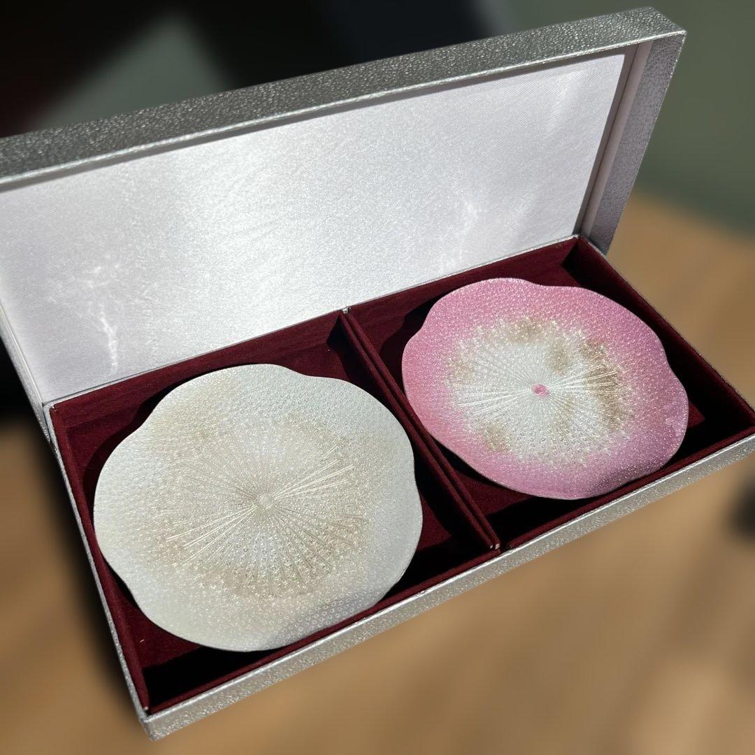 安藤七賓店 七宝焼 小皿 紅白2枚セット