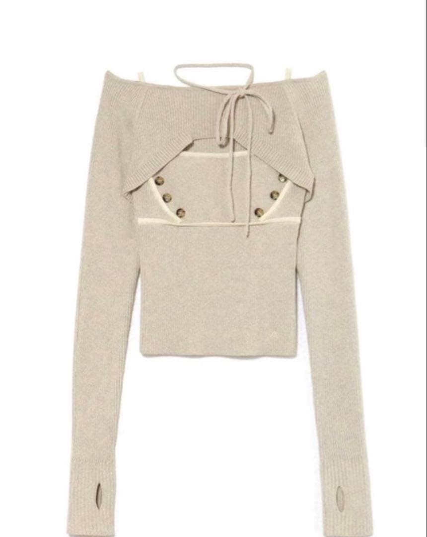 トップス ANDMARY Elf button knit tops color beige