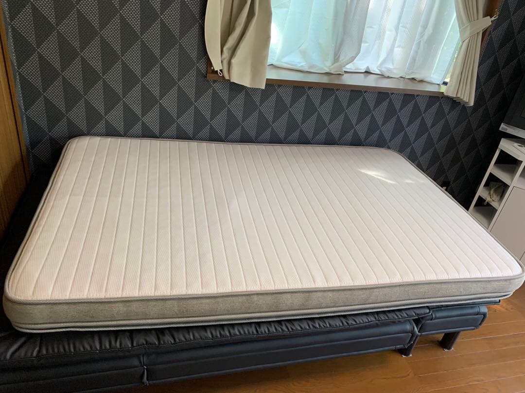 ソファベッド 合成皮革ベッドフレーム　ゼミダブル　ベッドフレームとマットレス