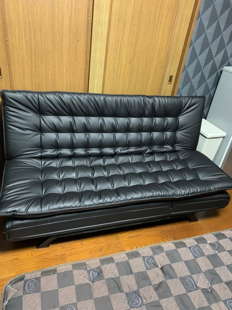 ソファベッド 合成皮革ベッドフレーム　ゼミダブル　ベッドフレームとマットレス