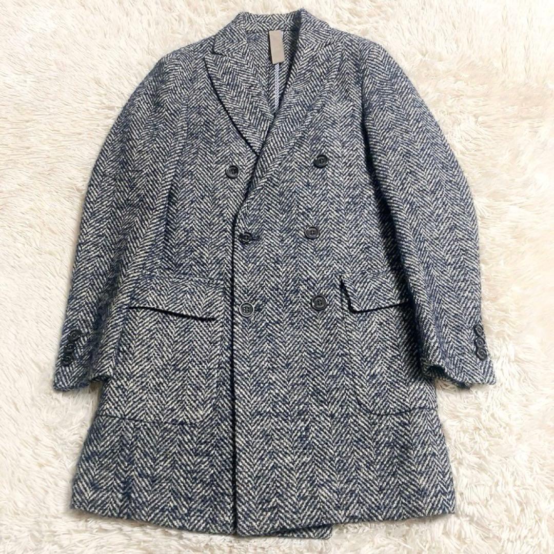 【アルパカ・シルク・モヘヤ】eleventy　ポロコート　ミックスツイード　48