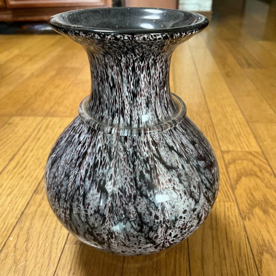 スプラッター模様 ガラス花瓶