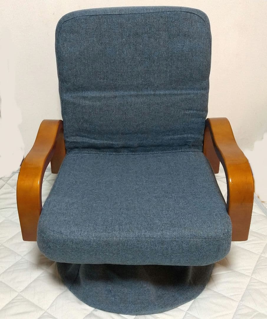 ヤマソロ なでしこ 肘付回転高座椅子 紺鼠色 幅55.5cm