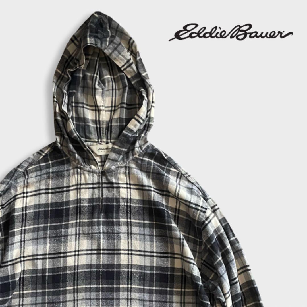 90s Eddie Bauer フード チェック ネルシャツ パーカー