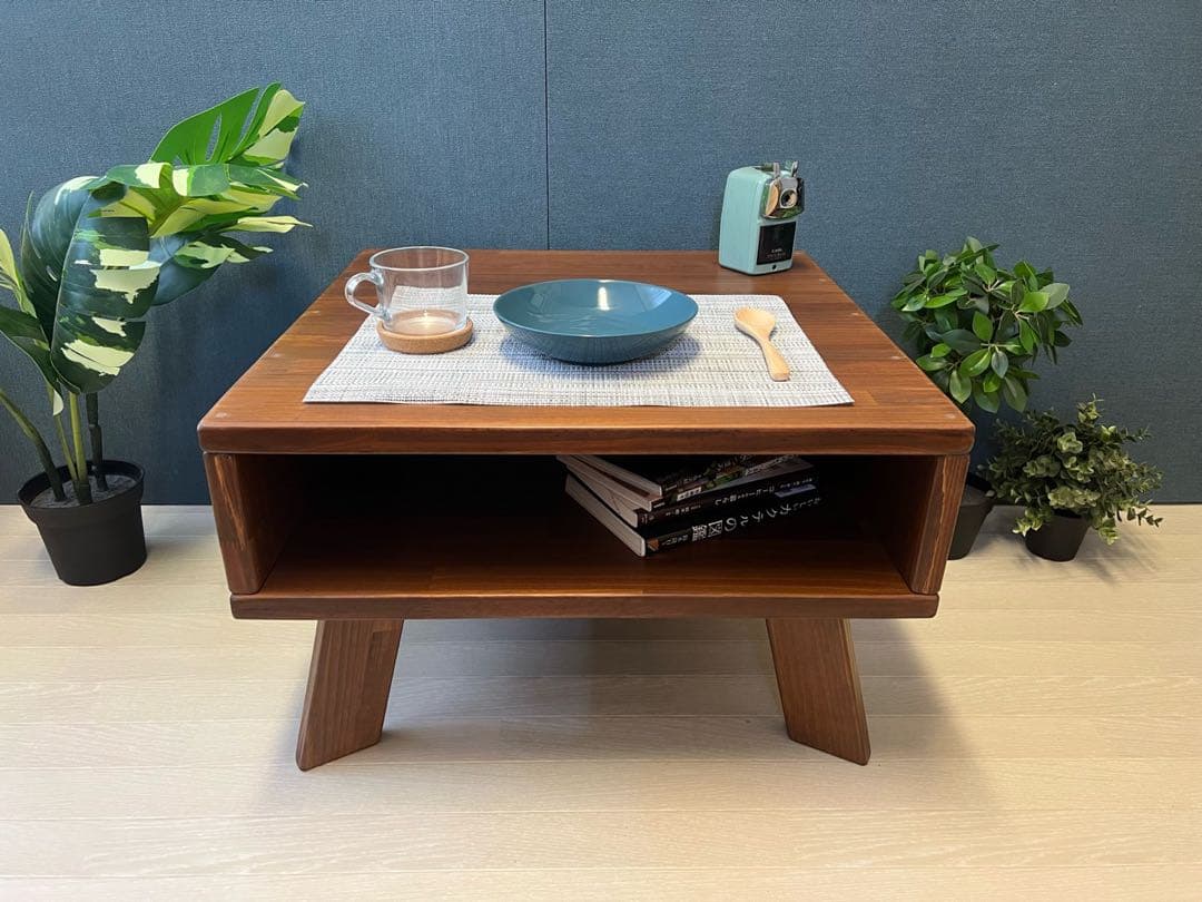 【送料無料】 ローテーブル ロ形 60cm角 パイン ウォルナット 木製脚