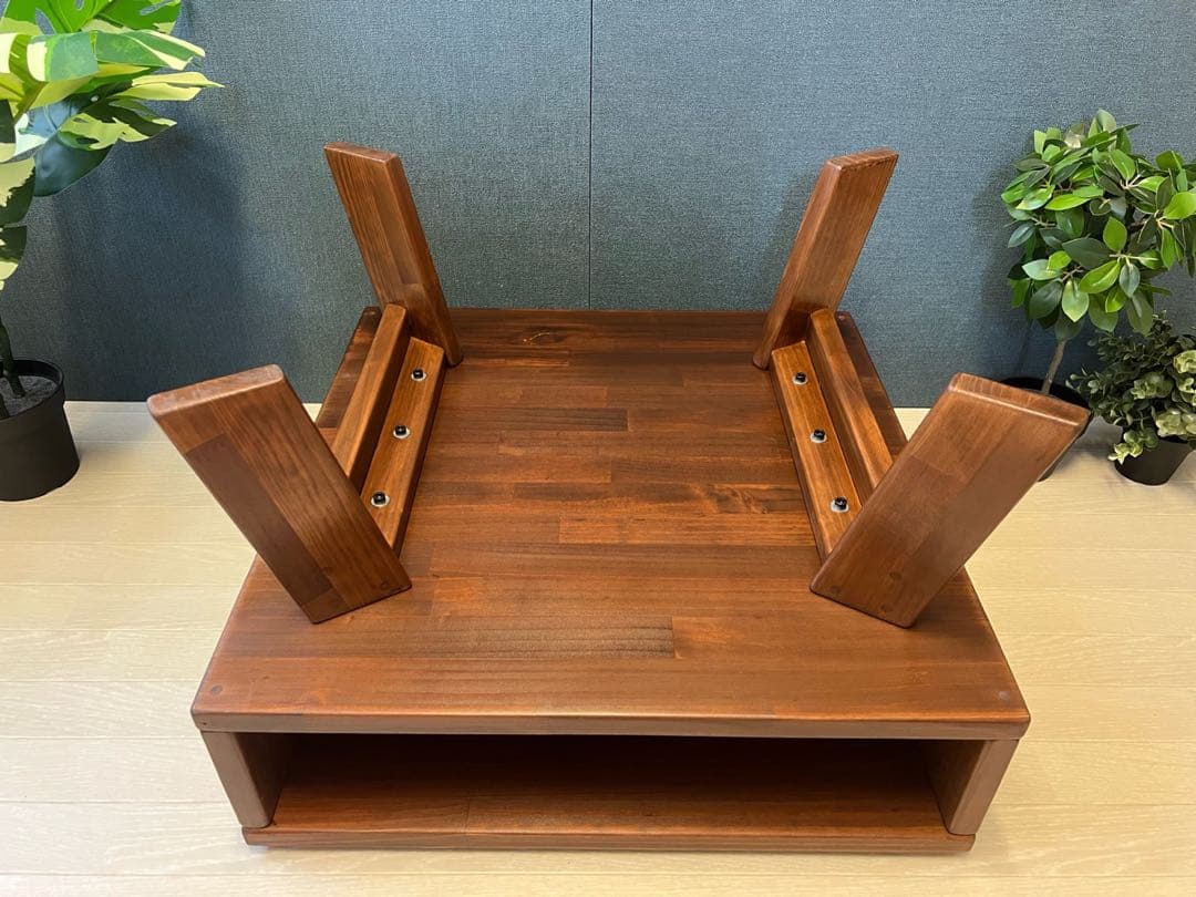 【送料無料】 ローテーブル ロ形 60cm角 パイン ウォルナット 木製脚