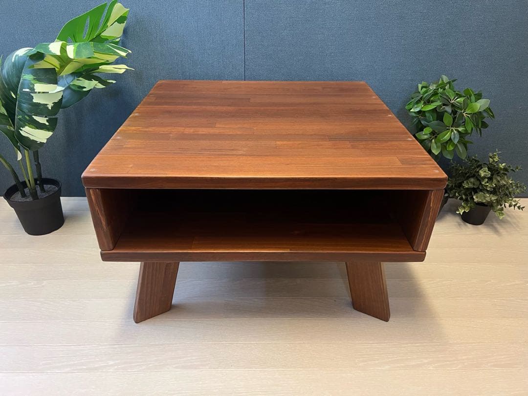 【送料無料】 ローテーブル ロ形 60cm角 パイン ウォルナット 木製脚