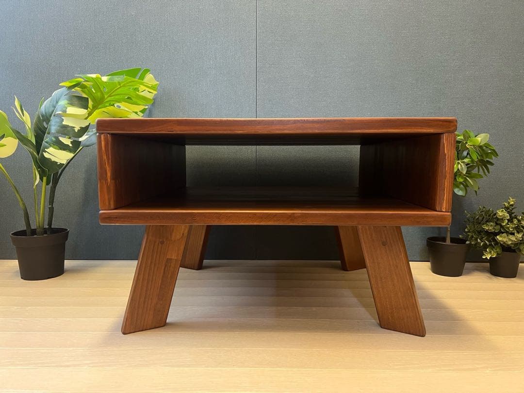 【送料無料】 ローテーブル ロ形 60cm角 パイン ウォルナット 木製脚