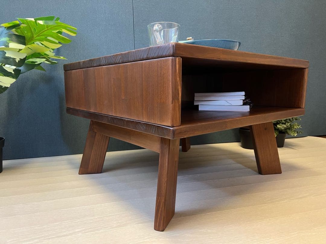 【送料無料】 ローテーブル ロ形 60cm角 パイン ウォルナット 木製脚