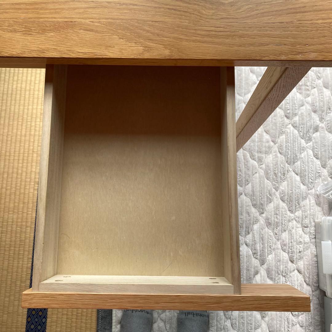 無印良品　無垢材デスク　テーブル　机　木製　オーク材　引き出し付き
