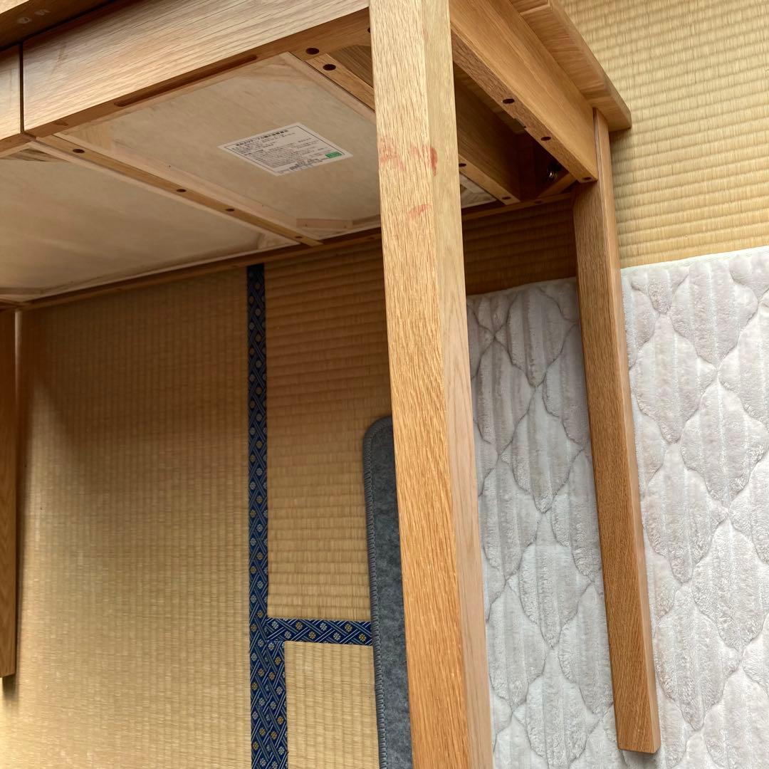 無印良品　無垢材デスク　テーブル　机　木製　オーク材　引き出し付き