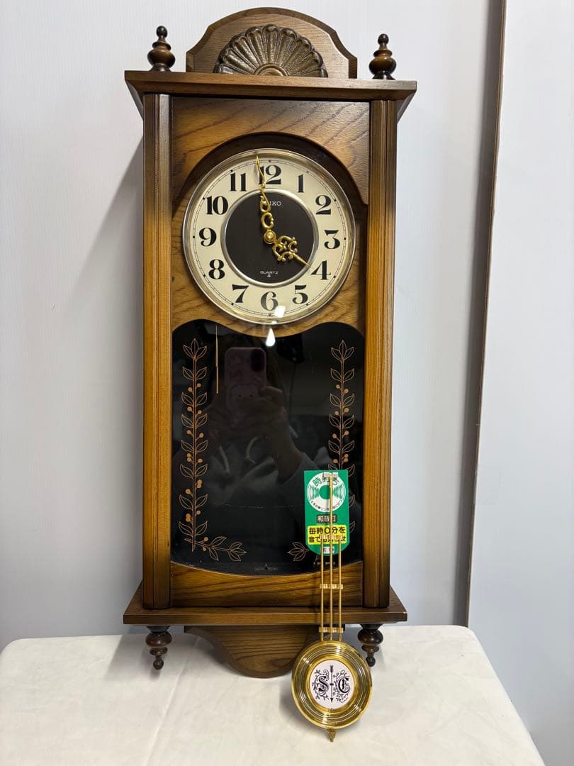 木枠のセイコー製クォーツ 振り子（壁掛け）