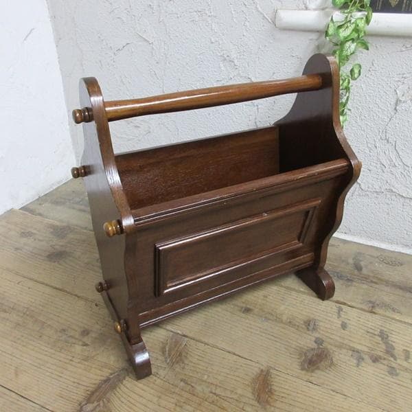 イギリス アンティーク 家具 マガジンラック 新聞/楽譜入れ 収納 6799c