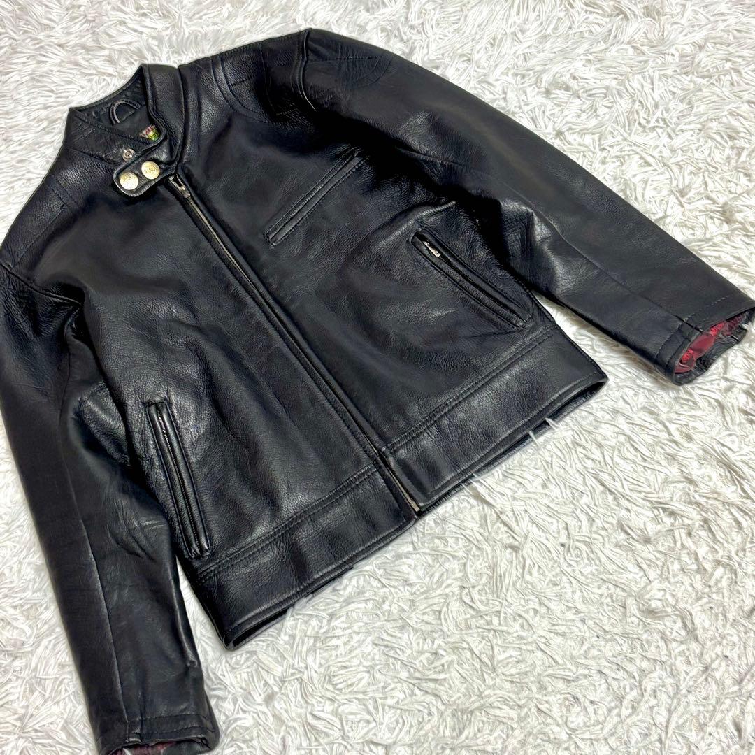 ✨美品✨裏地赤❗️ NANKAI　シングルライダースジャケット　ブラック黒