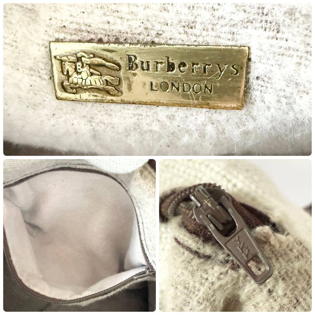 【美品】バーバリー PVC レザー ミニボストンバッグ ノバチェック ホースロゴ