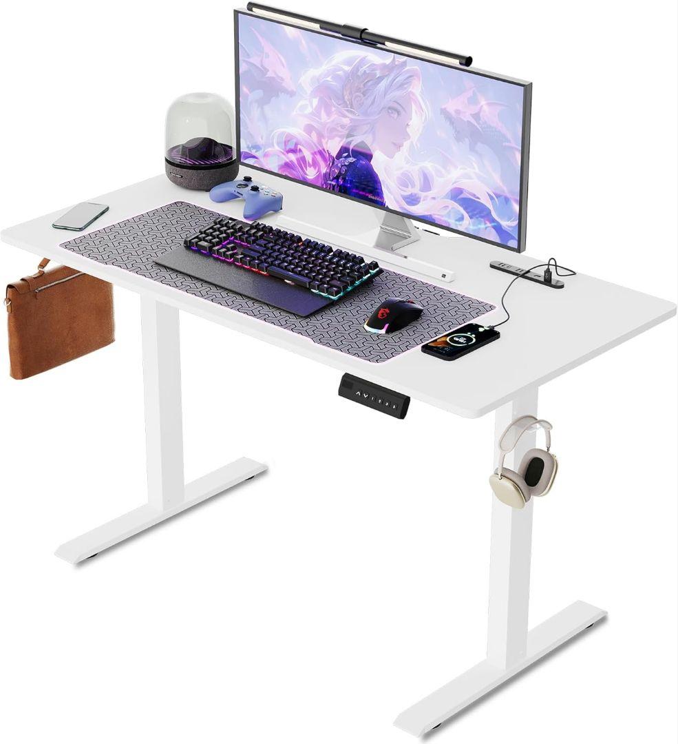 ✨特価✨電動昇降式デスク USB×コンセント付き 耐荷重100kg ホワイト
