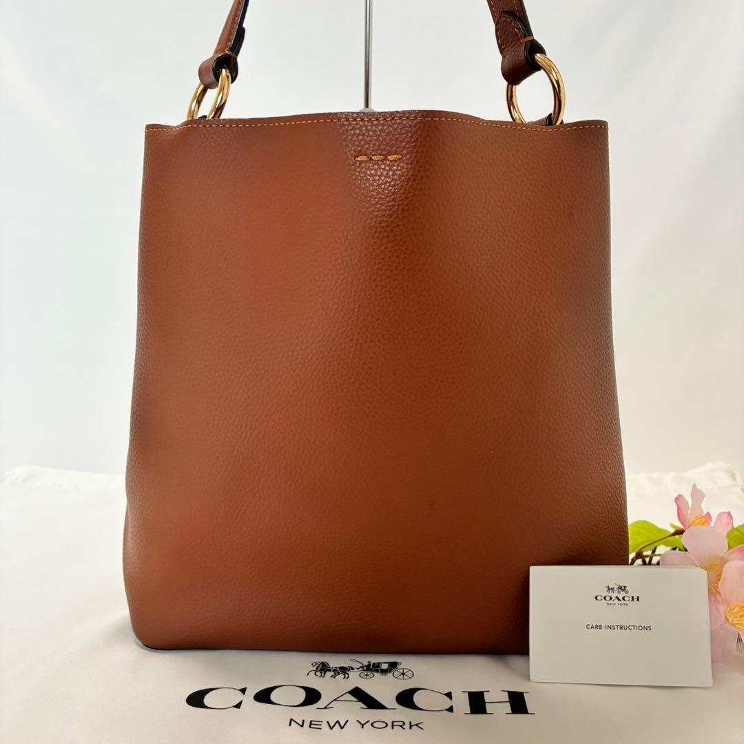 【極美品】コーチ 81122 タウンバケットバッグ 2way ハンドバッグ 茶