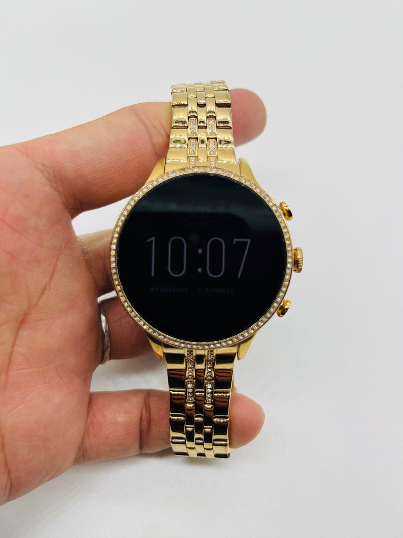 【FOSSIL】ローズゴールド デジタル腕時計 クリスタル装飾 スマートウォッチ
