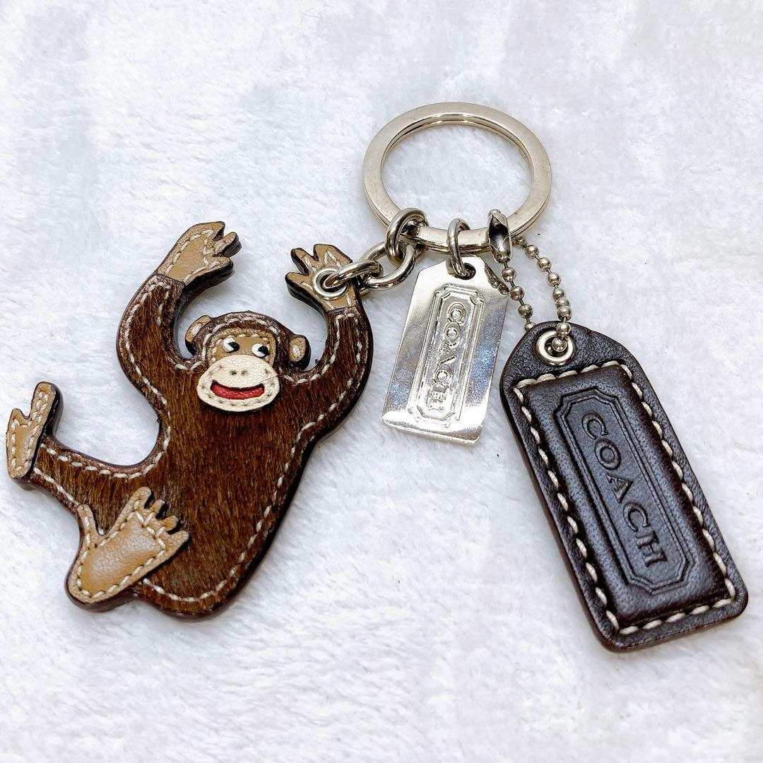 ✨激レア✨COACH コーチ モンキー お猿 バッグチャーム キーリング ハラコ