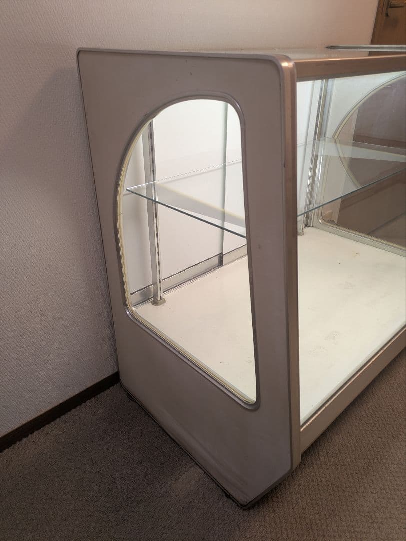 ヴィンテージ ガラスショーケース 陳列棚 照明付き中型 レトロ