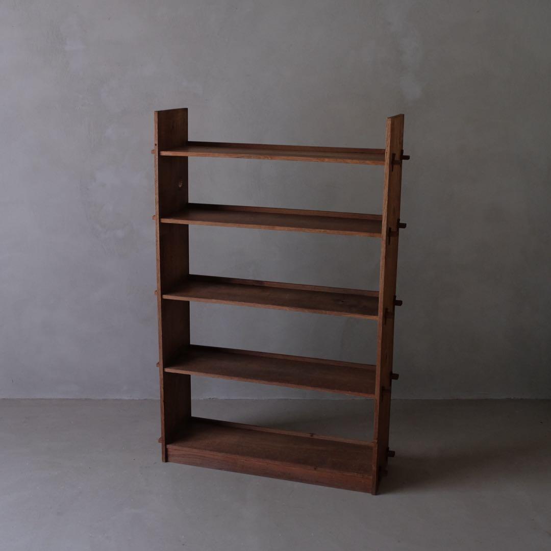 木製楔式本棚　ブックシェルフ 陳列棚 飾り棚 収納棚 古家具 ヴィンテージ