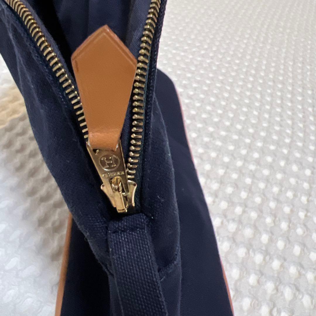 【土日Sale価格】HERMES ネイビー キャンバスポーチ