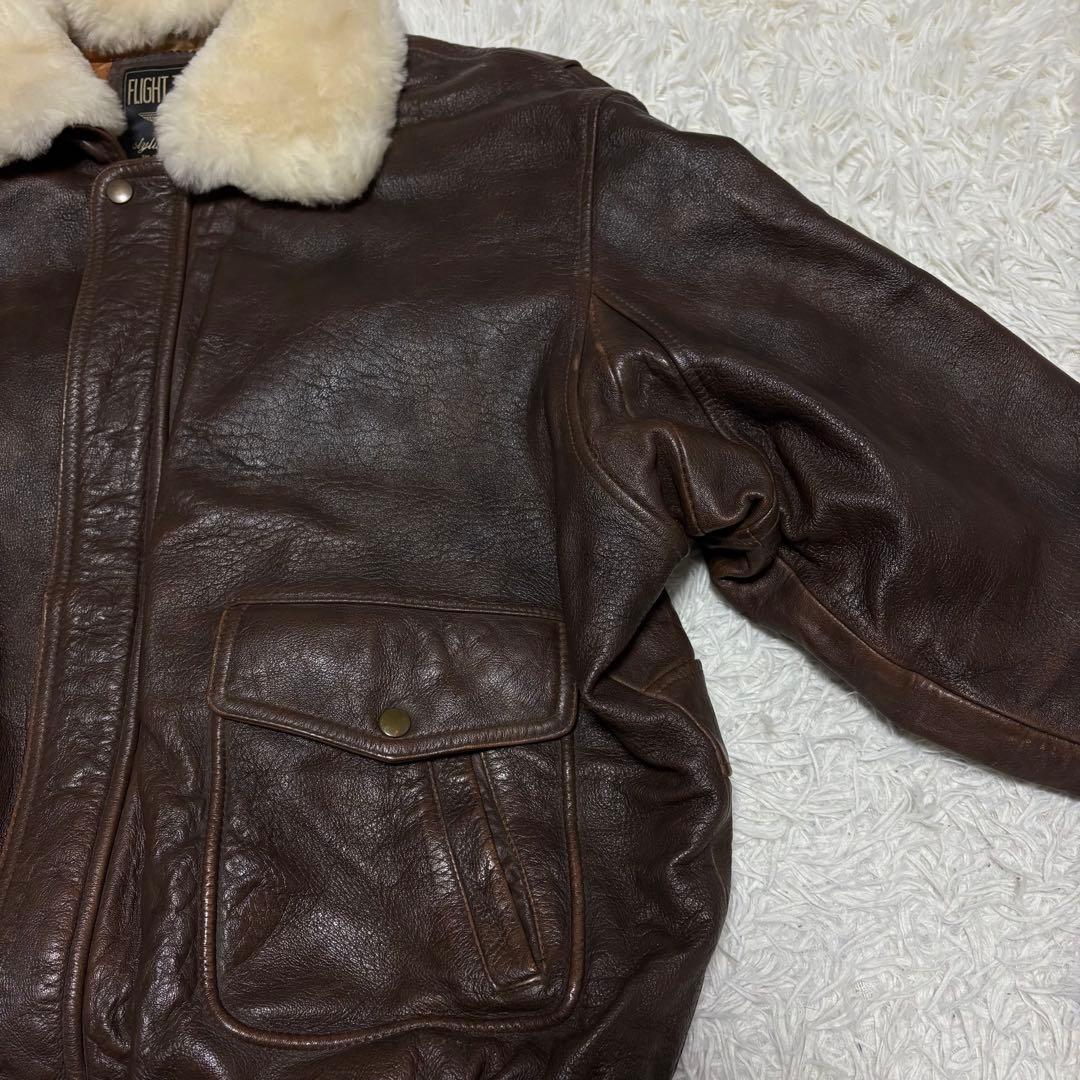 ぱとらっしゅ 様90s】 G-1 A-2フライトレザージャケット ブラウン 4L