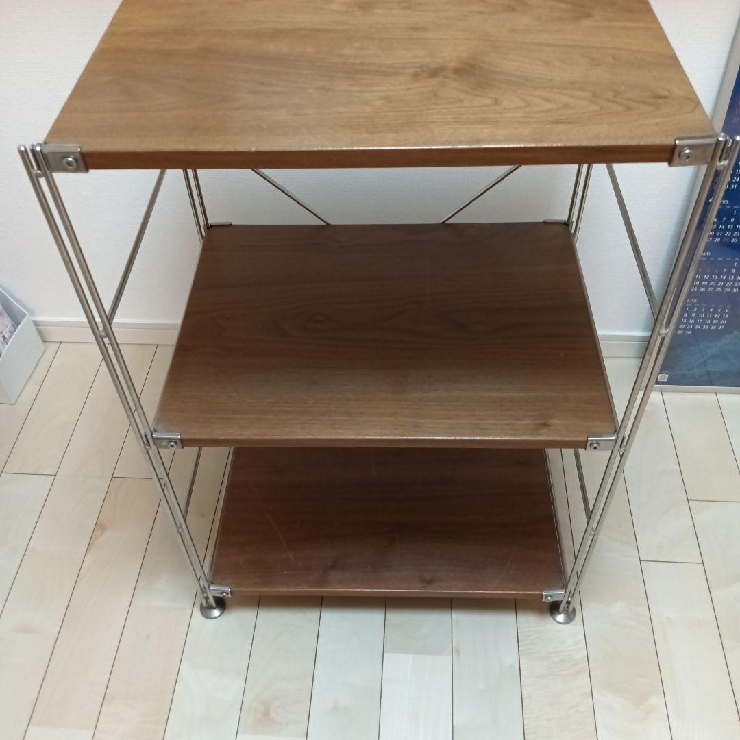 【無印良品】ステンレスユニットシェルフ◆3段◇ウォールナット