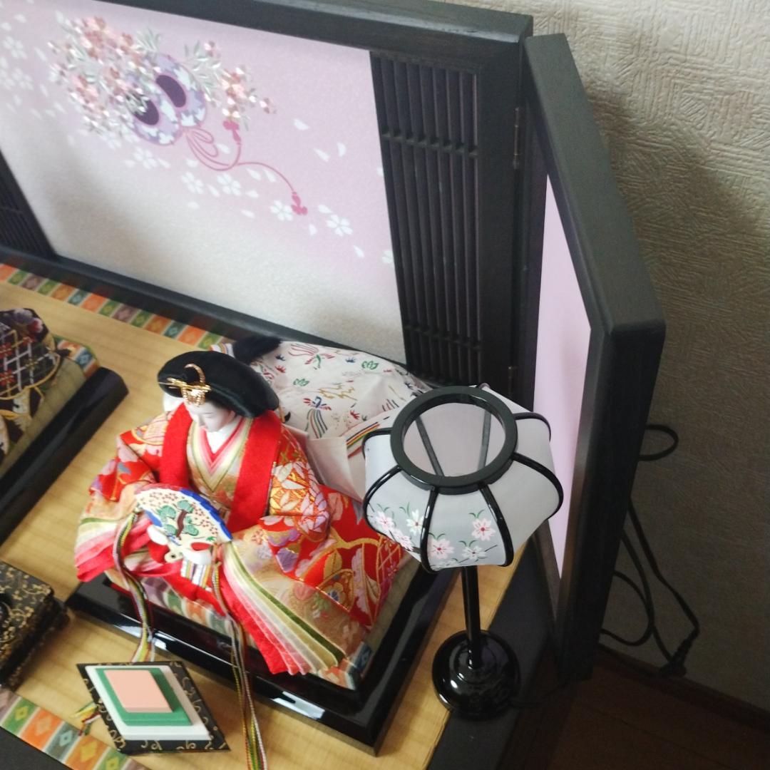 美品 吉徳大光 雛人形 ひな人形 五人飾り 三段飾り ライト付き