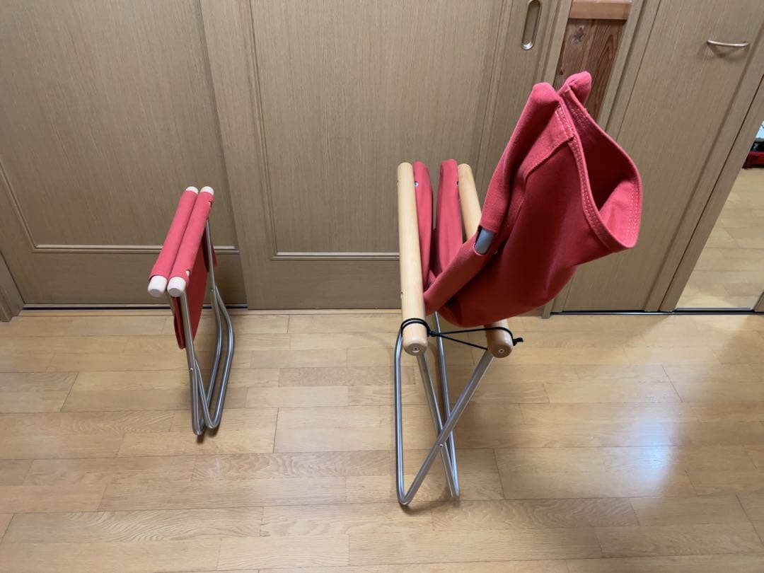 使用数回【ニイチェアＸ】 オットマンセット　ナチュラル/レンガ