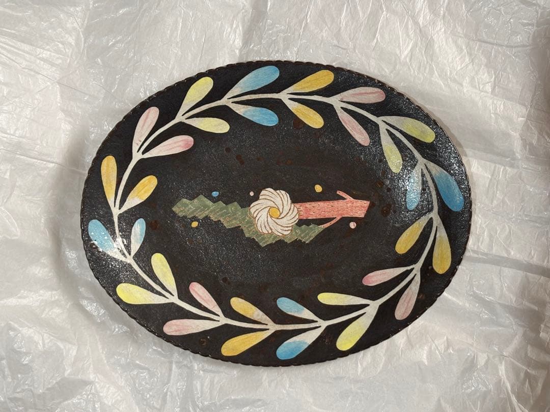 鹿児島睦　オーバル　プレート　皿　ハンドワーク