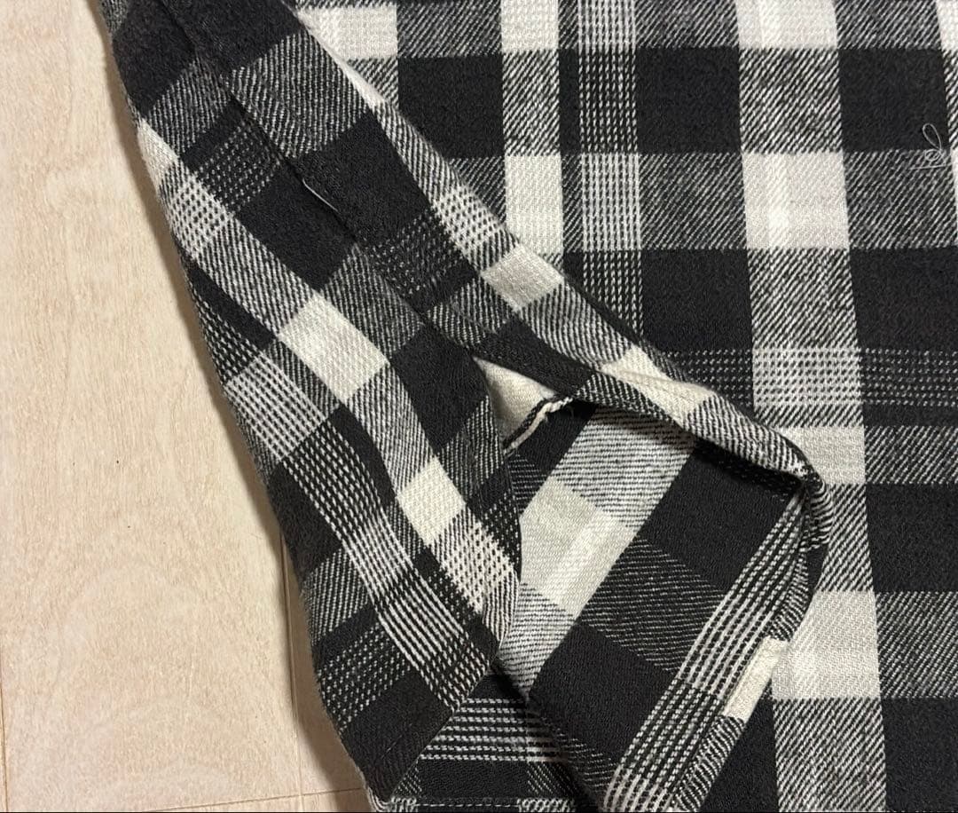 50s BRENT ネルシャツ　オンブレ　白黒　flannel shirt