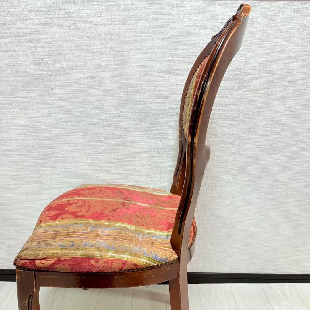 アンティーク調 猫脚 ダイニングチェア ダマスク柄 ストライプ 木製 椅子