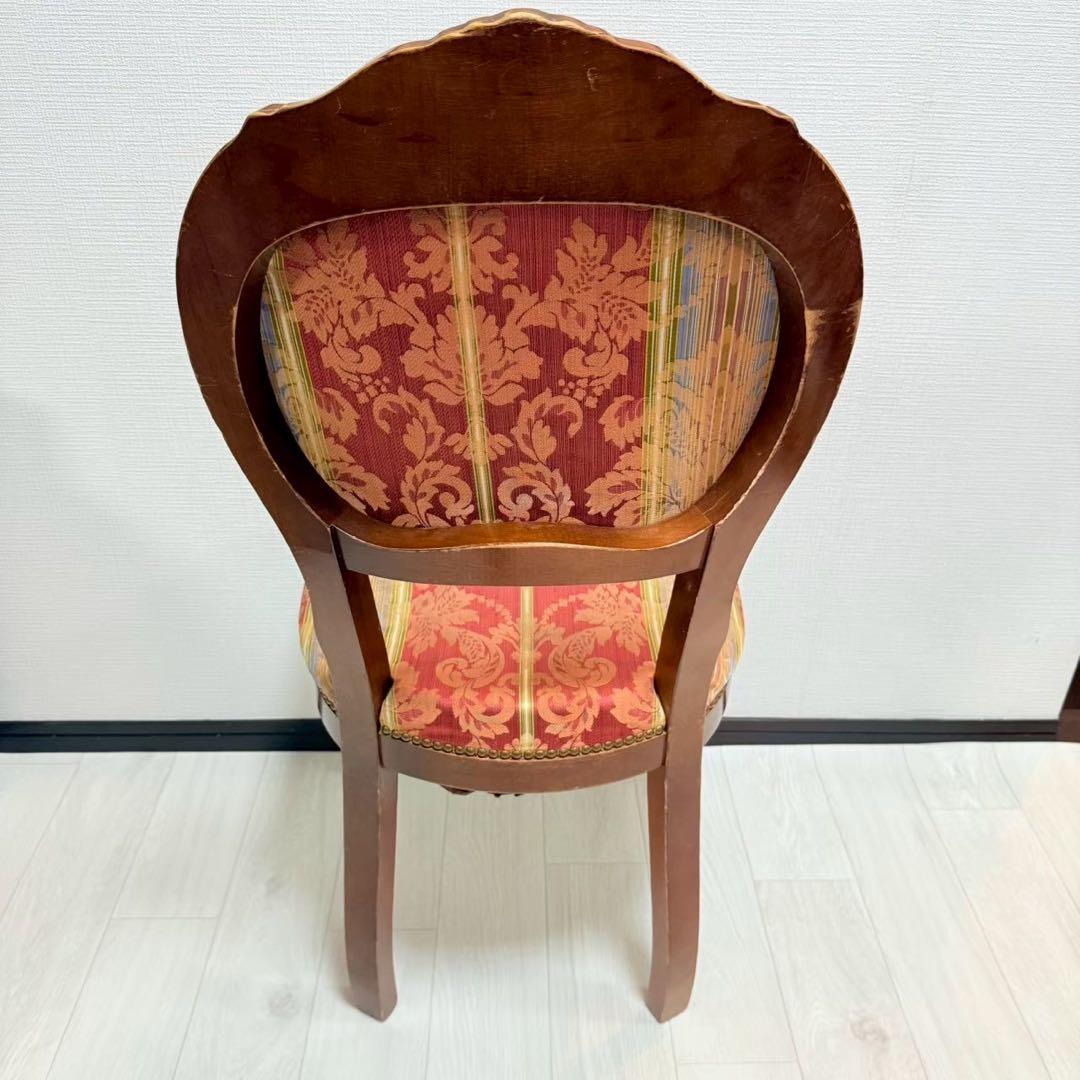 アンティーク調 猫脚 ダイニングチェア ダマスク柄 ストライプ 木製 椅子