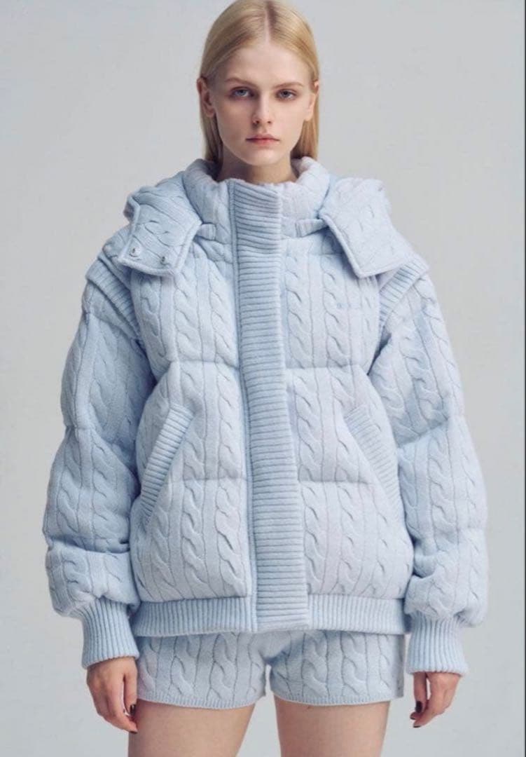 Shard Knit Down thetoe lightblueダウンジャケット