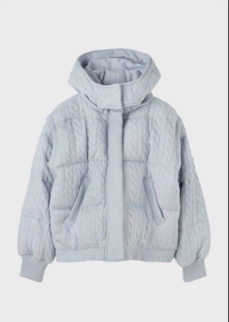 Shard Knit Down thetoe lightblueダウンジャケット