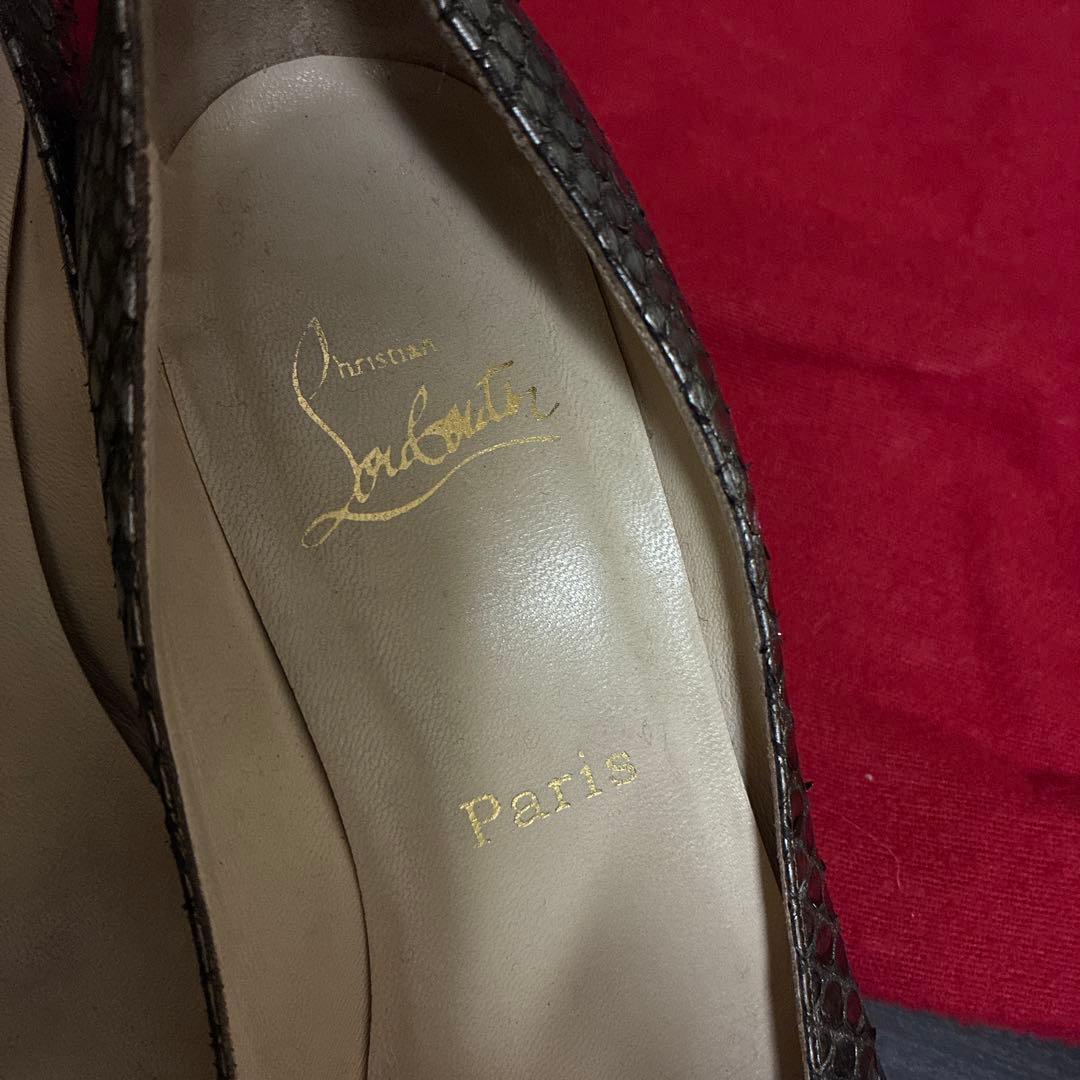 #1016 クリスチャンルブタン パイソン型押し ポインテッドトゥパンプス