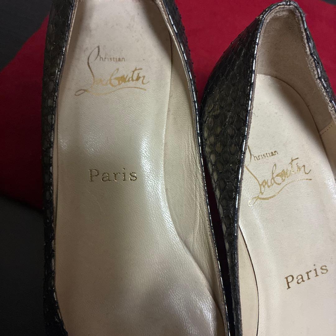 #1016 クリスチャンルブタン パイソン型押し ポインテッドトゥパンプス