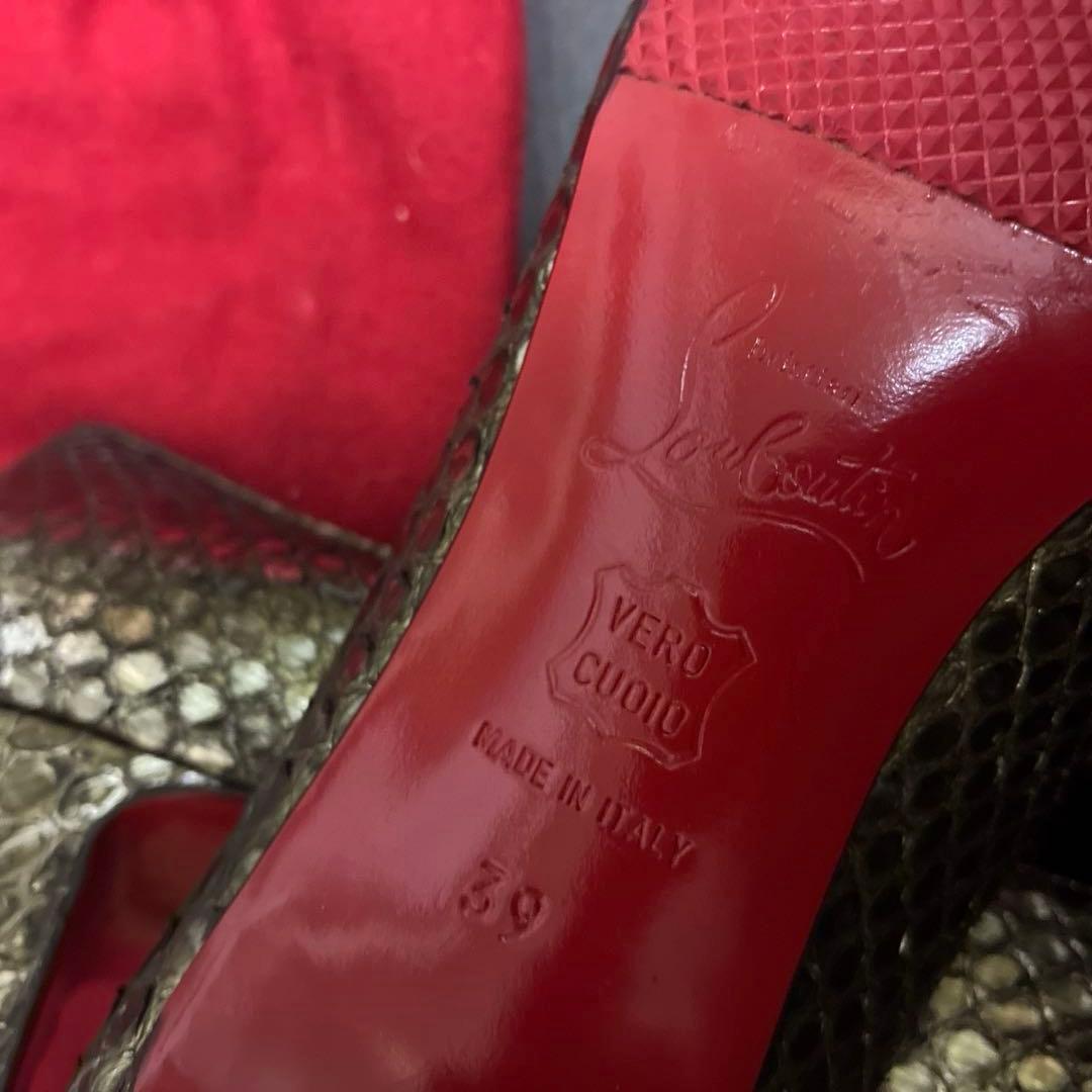 #1016 クリスチャンルブタン パイソン型押し ポインテッドトゥパンプス