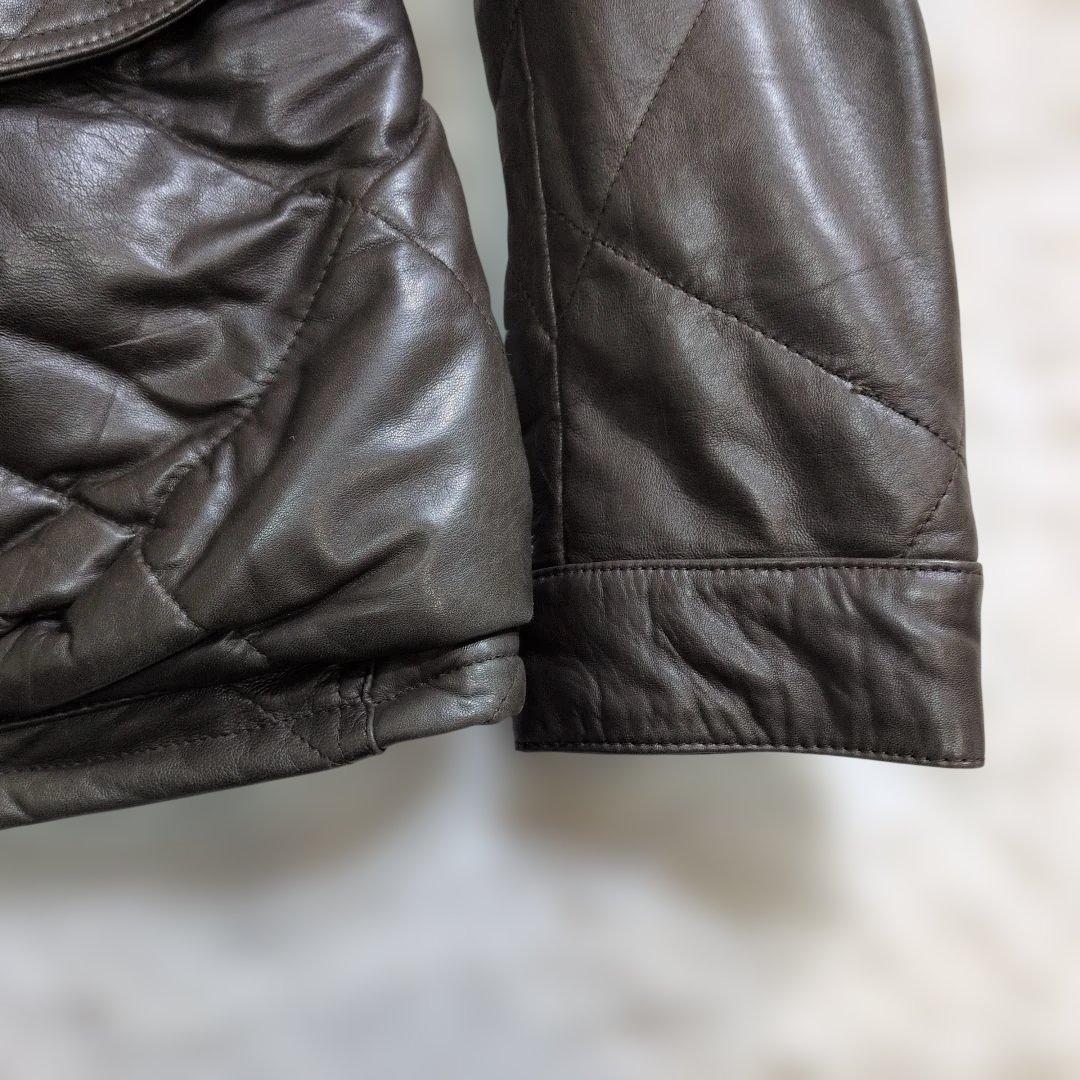 超良品★ジャーナルスタンダード シープスキン 中綿キルティングJK L 緑 羊革