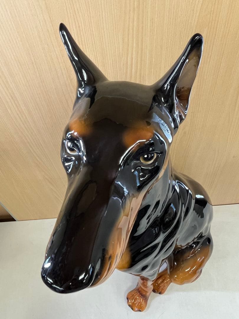 G7 ドーベルマン 犬 陶器 置物 アンティーク イタリア製 約95cm