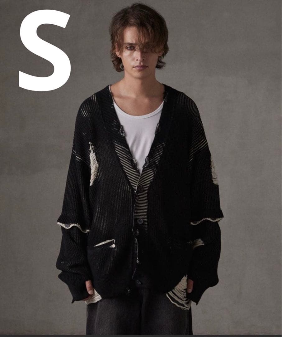 GRANCY ディストラクションデザインビッグカーディガン　ブラック　Sサイズ