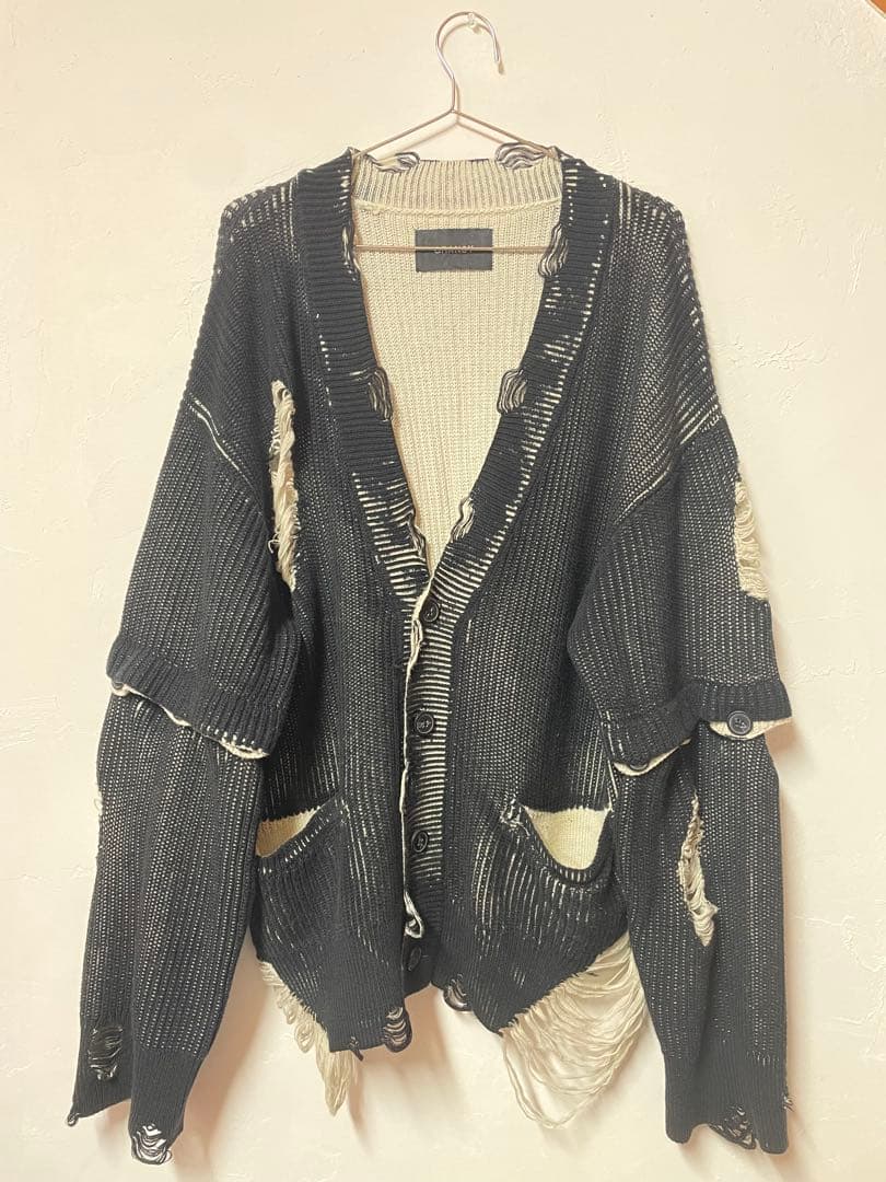 GRANCY ディストラクションデザインビッグカーディガン　ブラック　Sサイズ