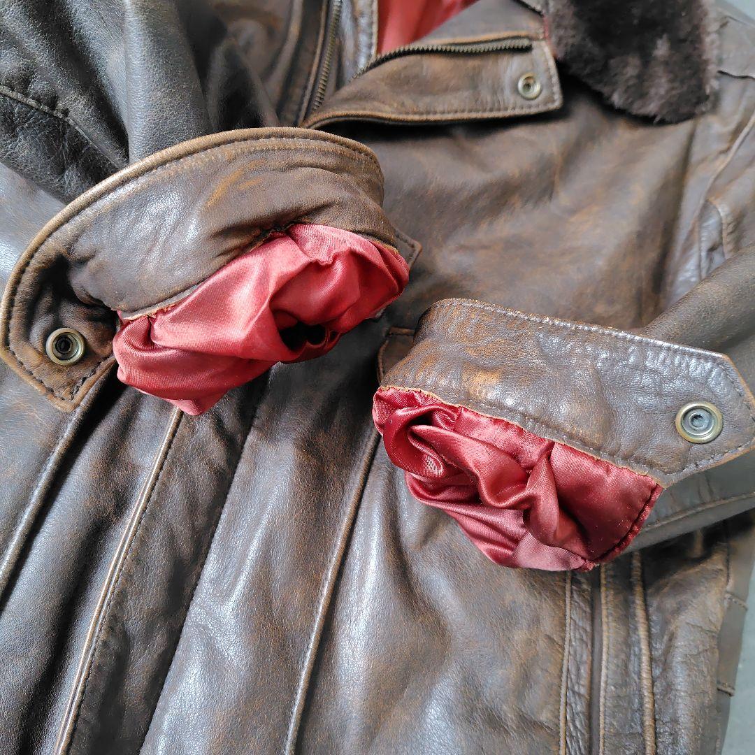 美品★フライト レザー ジャケット G-1 A-2 2-B ブラウン 本革 ボア