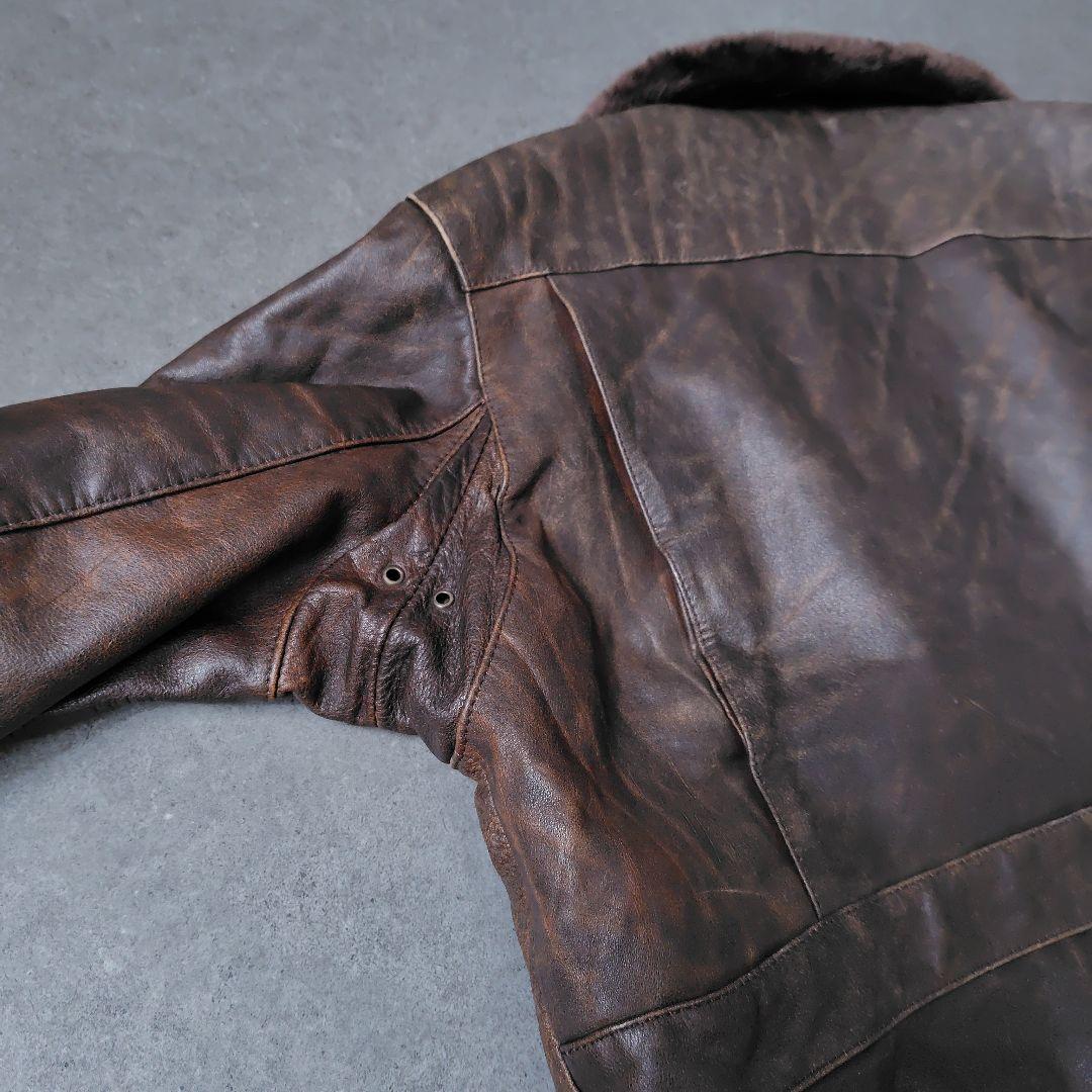 美品★フライト レザー ジャケット G-1 A-2 2-B ブラウン 本革 ボア