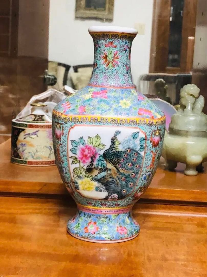 大清光緒年製銘　中国粉彩陶器