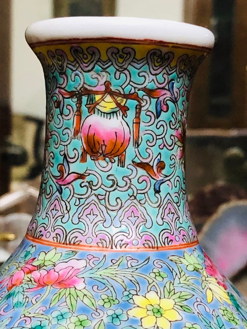 大清光緒年製銘　中国粉彩陶器