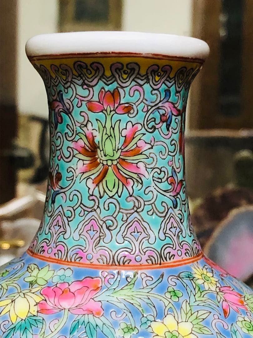 大清光緒年製銘　中国粉彩陶器