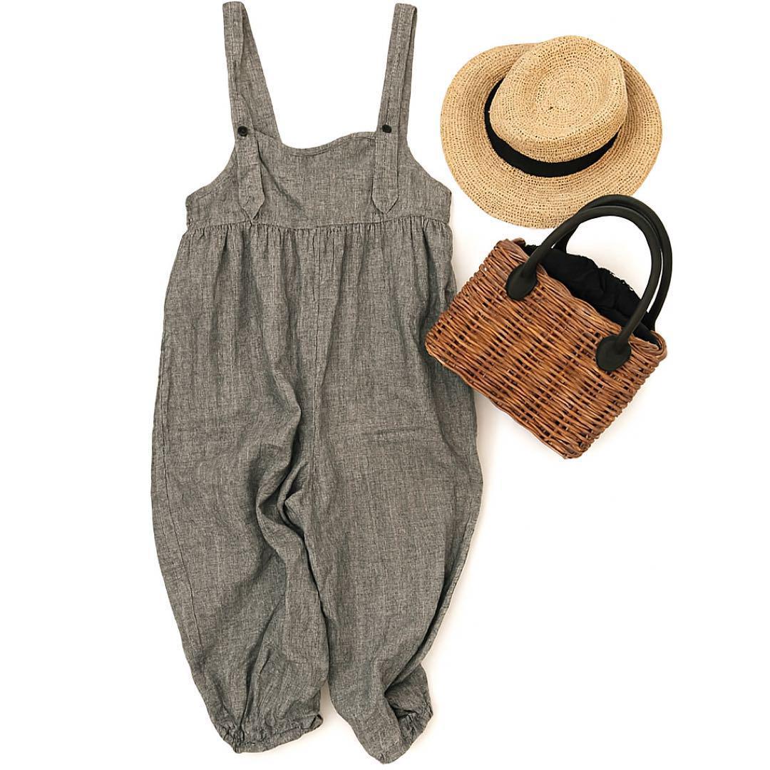 ichi イチ 微起毛サロペット　ストライプ　バルーンシルエット　ゆったり